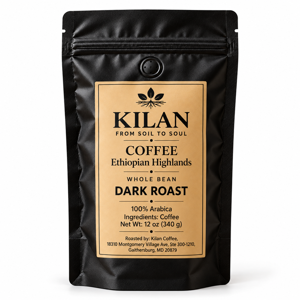 Kilan Coffee – Bold Dark Roast Ethiopian Highlands Whole Bean (12 oz)