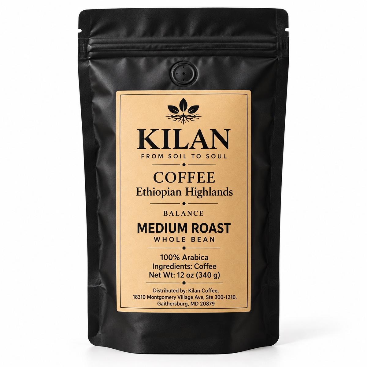 Kilan Coffee – Medium Roast Balance Ethiopian Highlands Whole Bean| (12 oz)