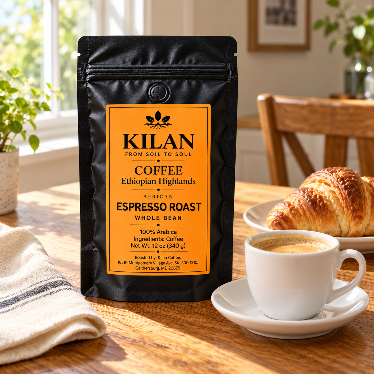 Kilan Coffee – Espresso Roast African Heritage Whole Bean (12 oz)