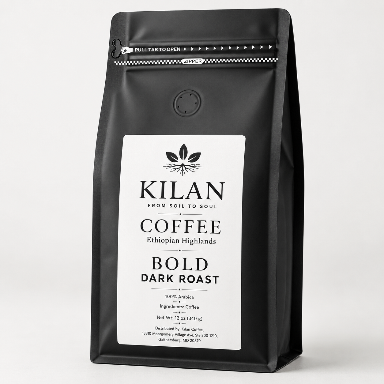 Kilan Coffee – Ethiopian Highlands Bold Dark Roast Whole Bean (12 oz)