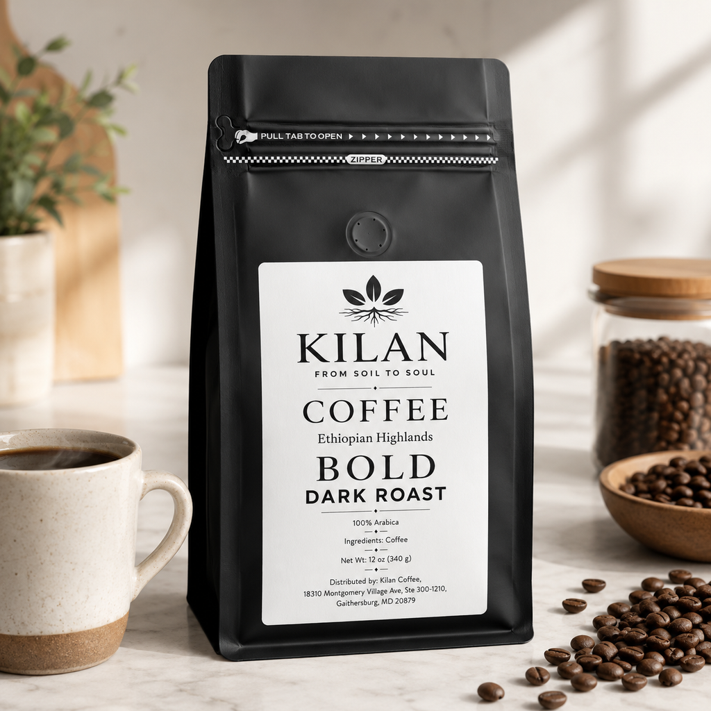 Kilan Coffee – Ethiopian Highlands Bold Dark Roast Whole Bean (12 oz)