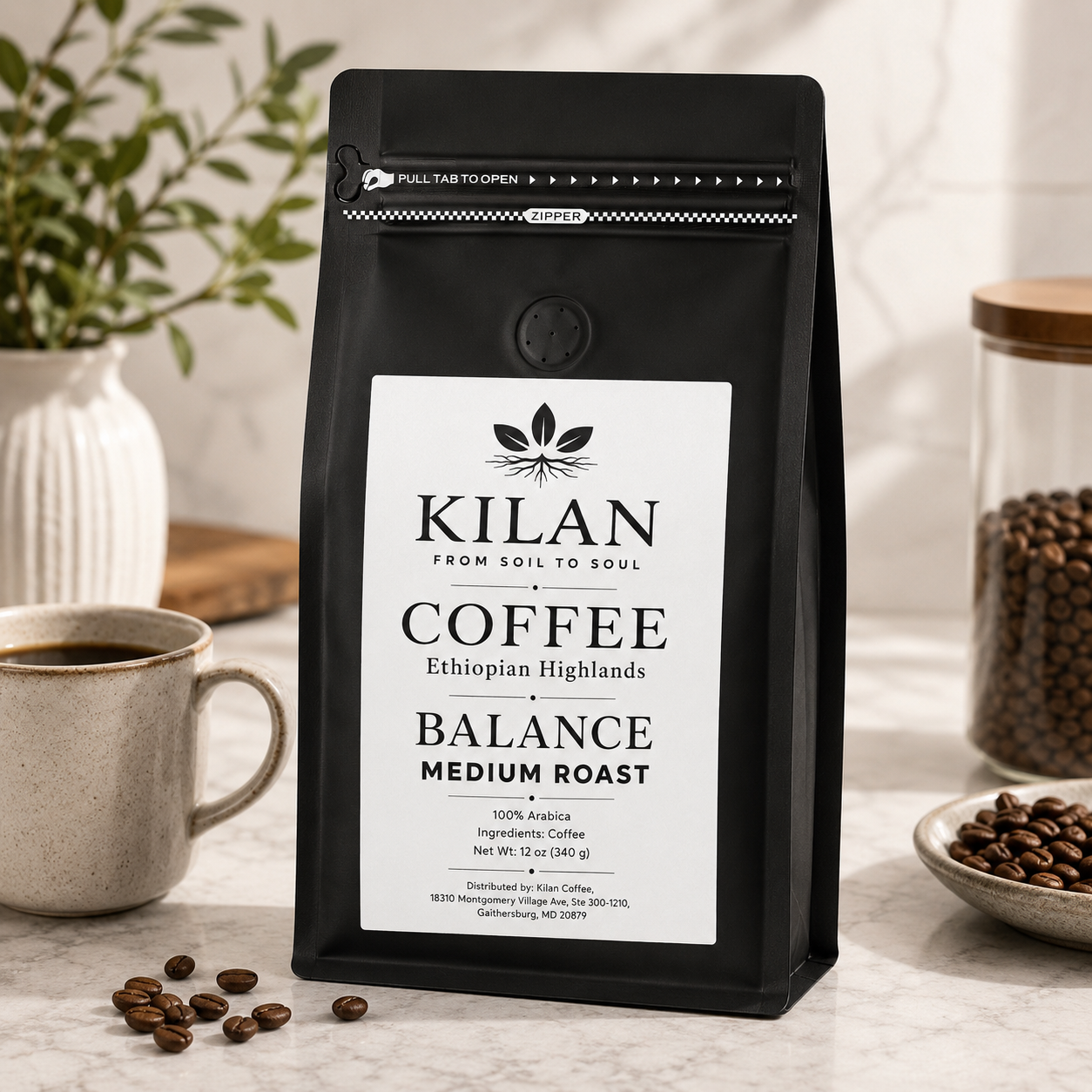 Kilan Coffee – Ethiopian Highlands Balance Medium Roast |Whole Bean| (12 oz)