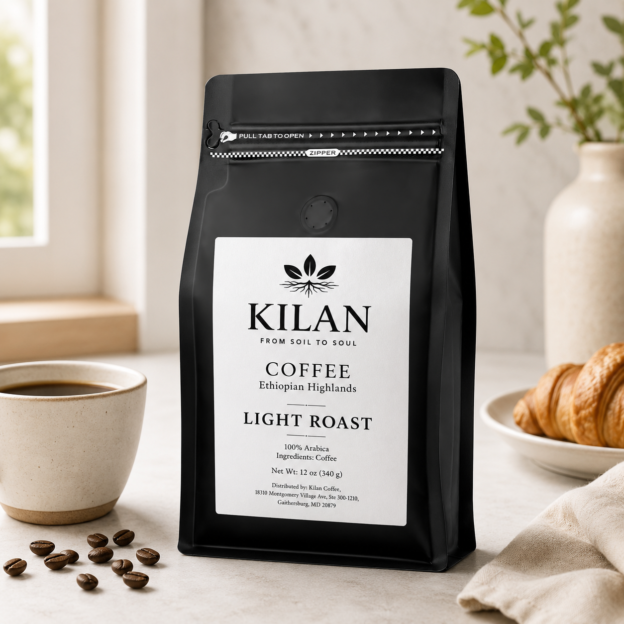 Kilan Coffee – Ethiopian Highlands Light Roast |Whole Bean| (12 oz)