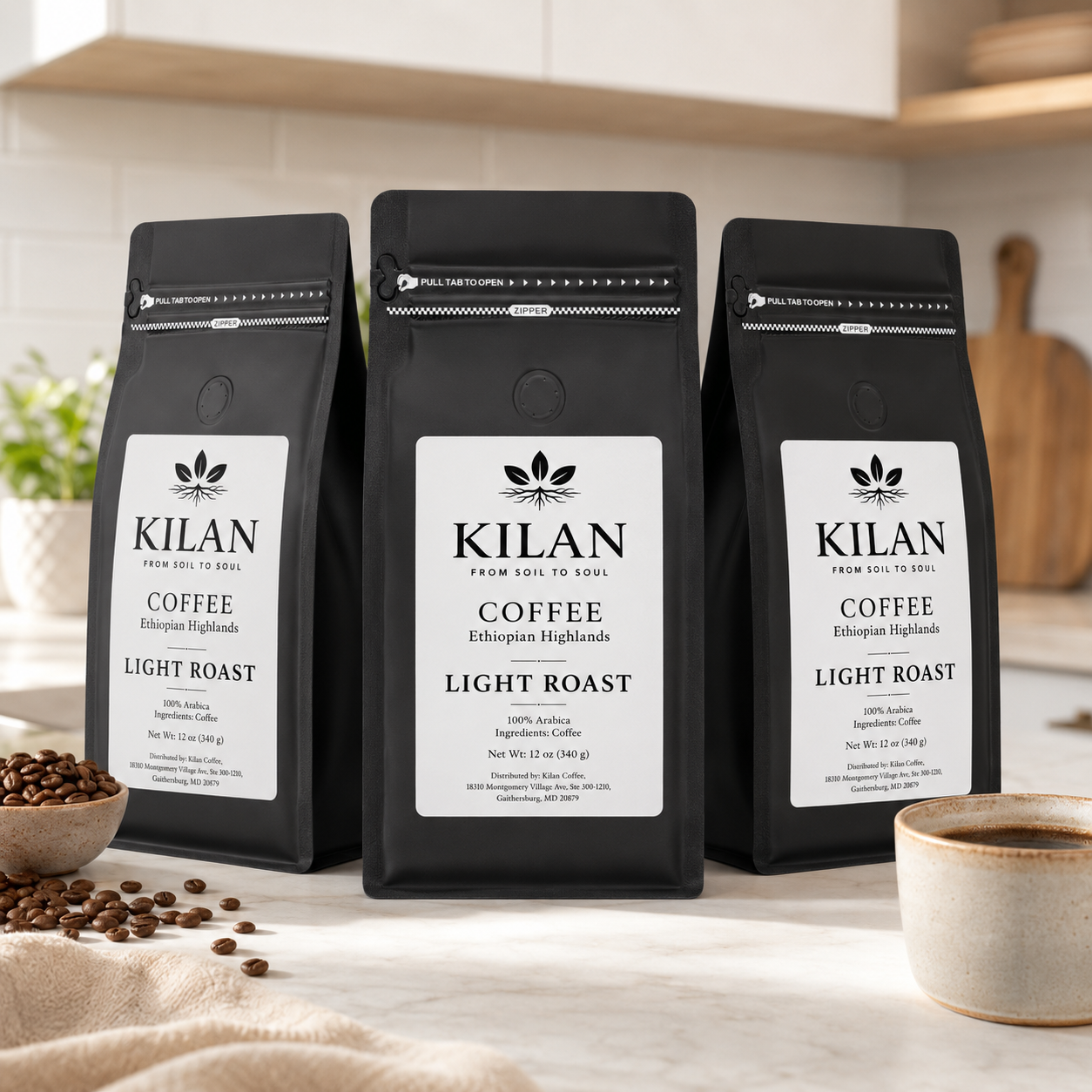 Kilan Coffee – Ethiopian Highlands Light Roast |Whole Bean| (12 oz)