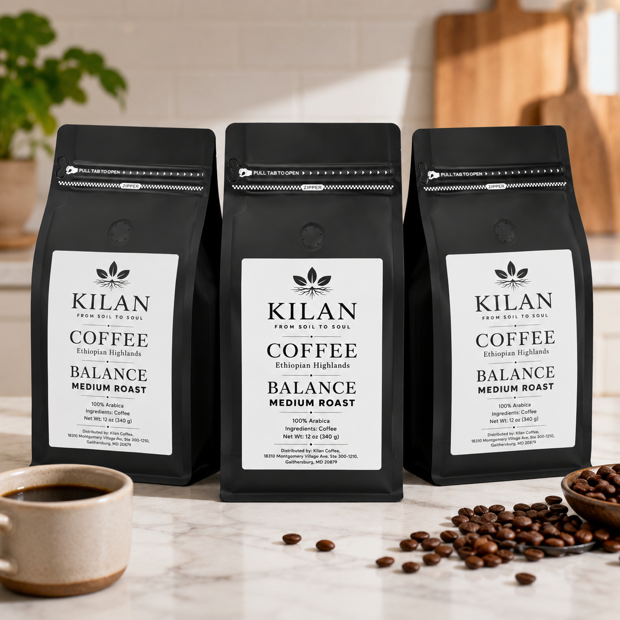 Kilan Coffee – Ethiopian Highlands Balance Medium Roast |Whole Bean| (12 oz)