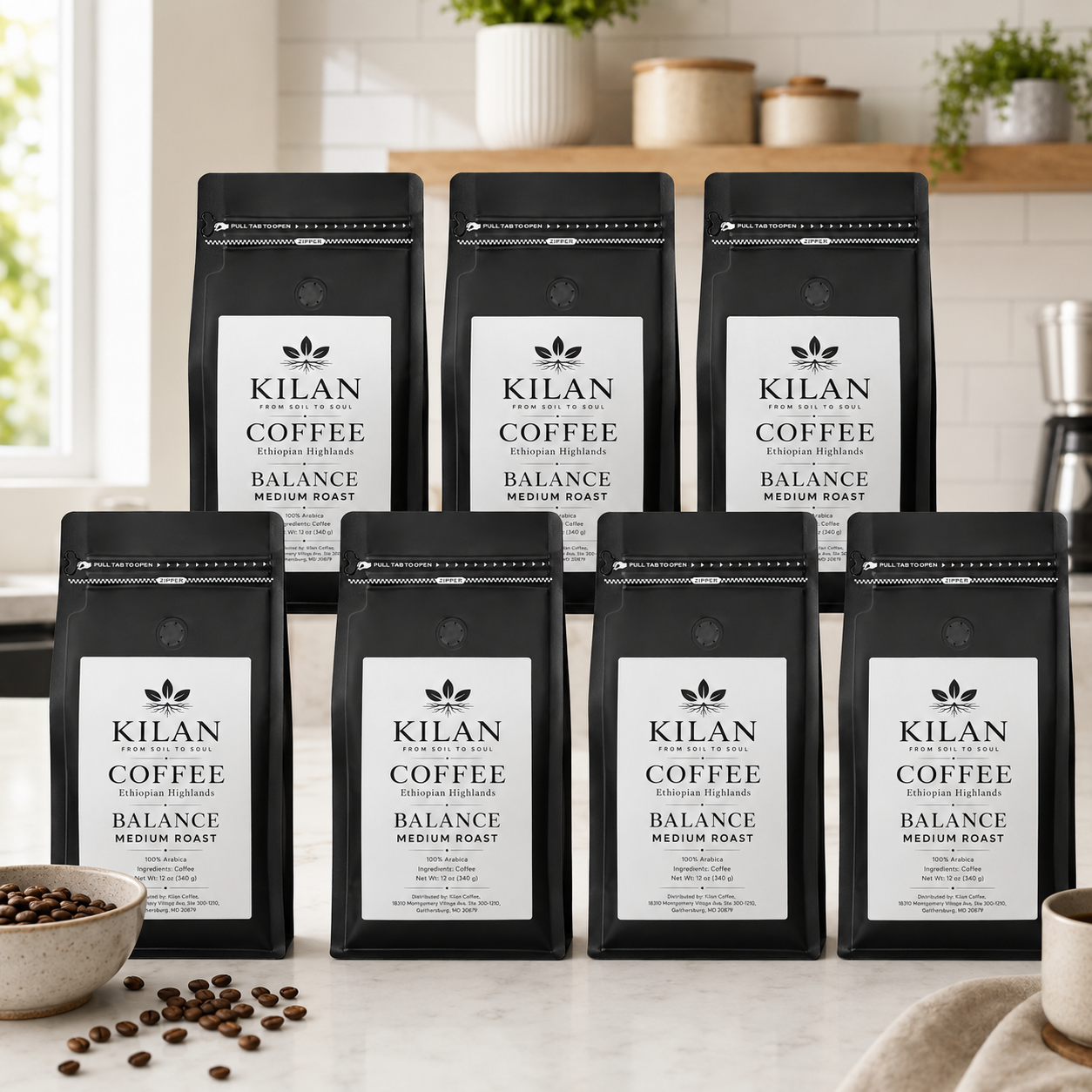 Kilan Coffee – Ethiopian Highlands Balance Medium Roast |Whole Bean| (12 oz)