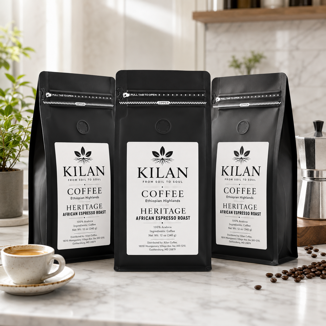 Kilan Coffee – Heritage African Espresso Roast Whole Bean (12 oz)