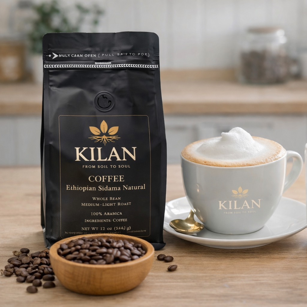 Ethiopian Sidama Natural – Whole Bean, Medium-Light Roast (12 oz)