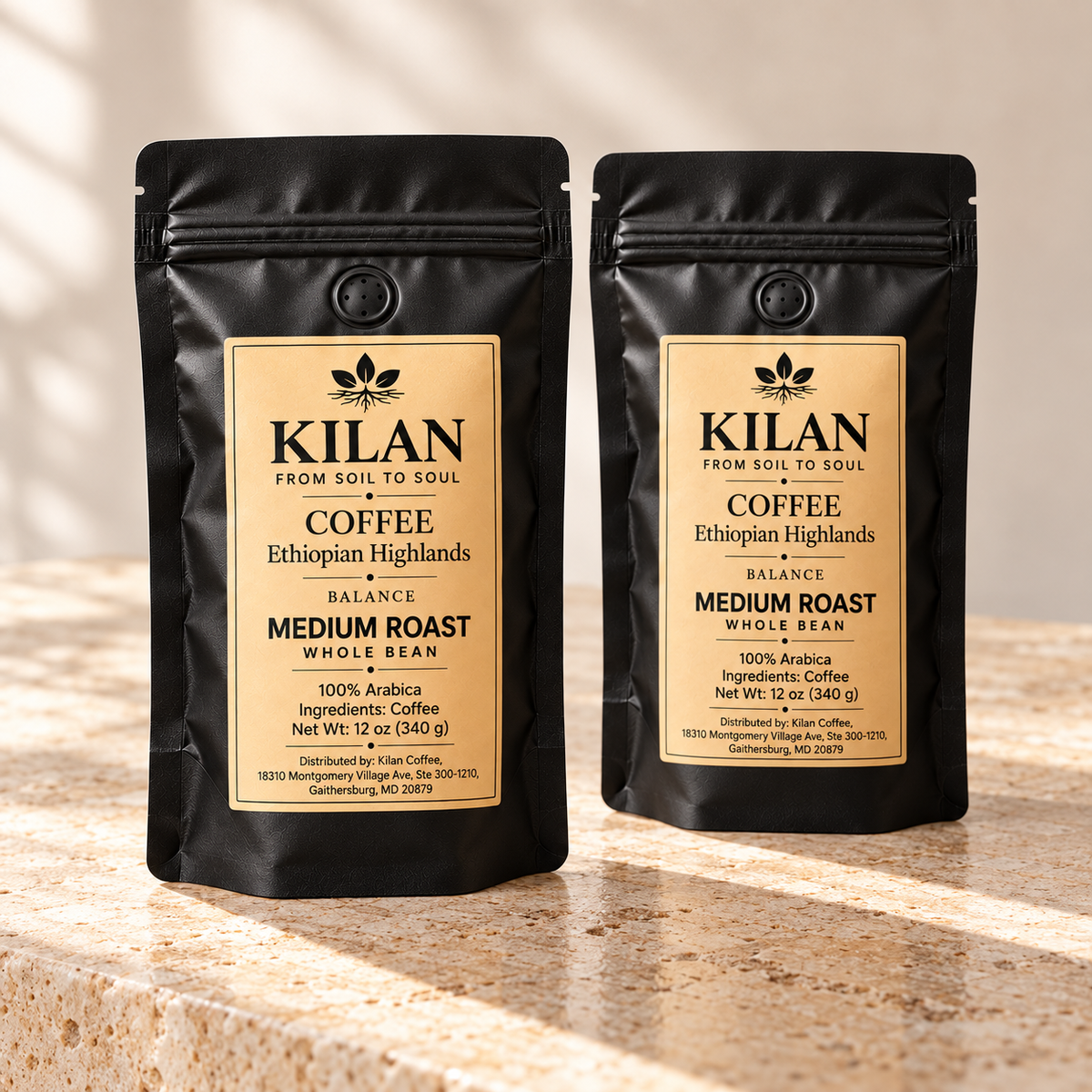 Kilan Coffee – Medium Roast Balance Ethiopian Highlands Whole Bean| (12 oz)