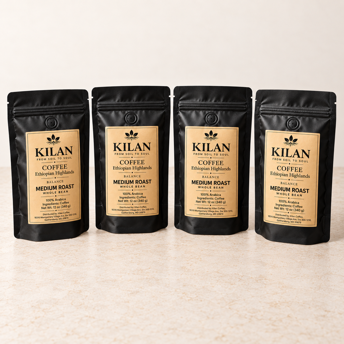 Kilan Coffee – Medium Roast Balance Ethiopian Highlands Whole Bean| (12 oz)