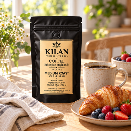 Kilan Coffee – Medium Roast Balance Ethiopian Highlands Whole Bean| (12 oz)