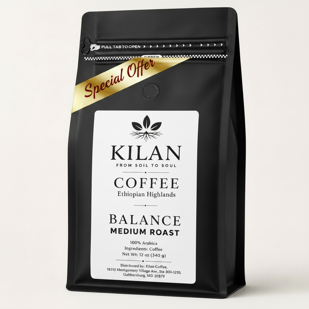 Kilan Coffee – Ethiopian Highlands Balance Medium Roast |Whole Bean| (12 oz)