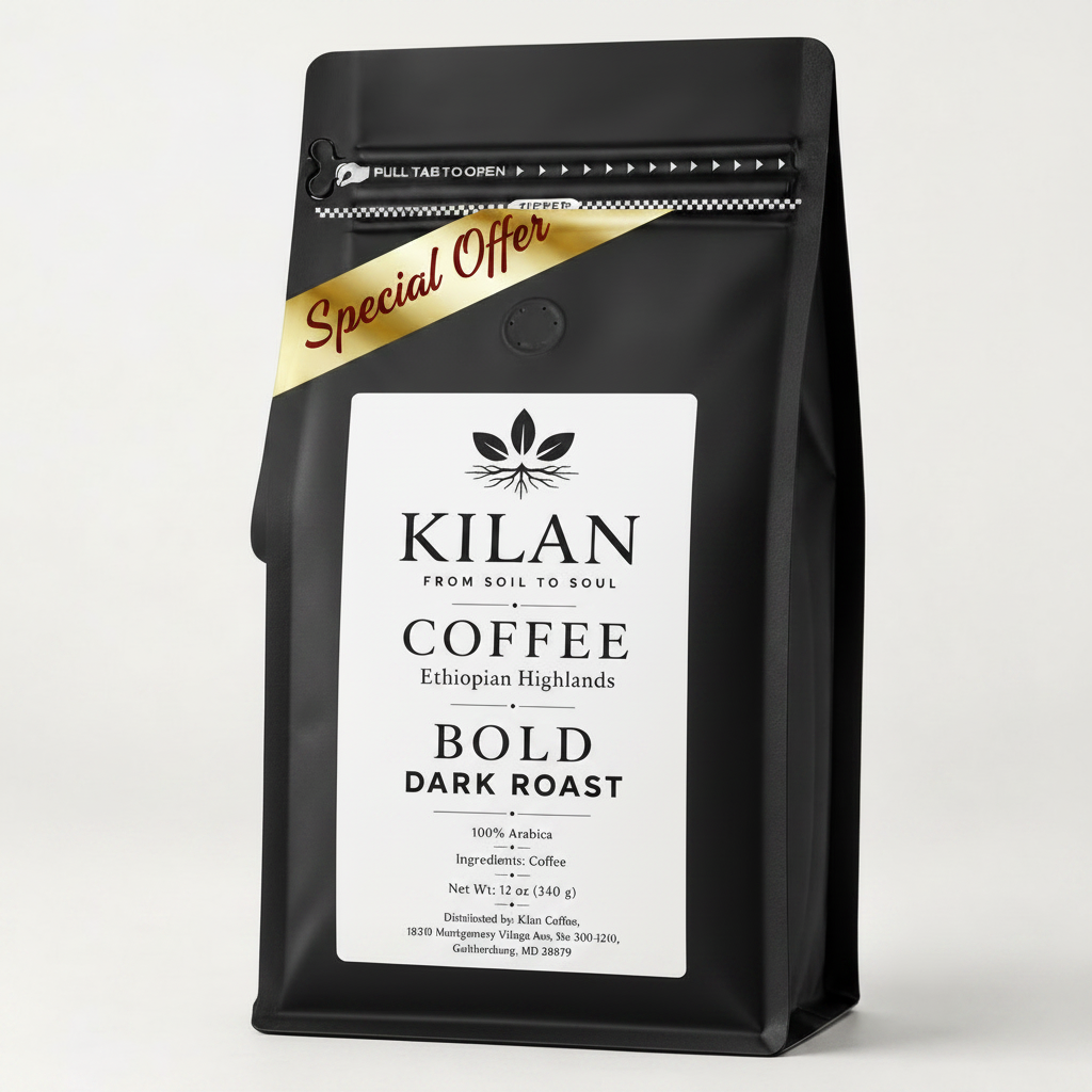 Kilan Coffee – Ethiopian Highlands Bold Dark Roast Whole Bean (12 oz)