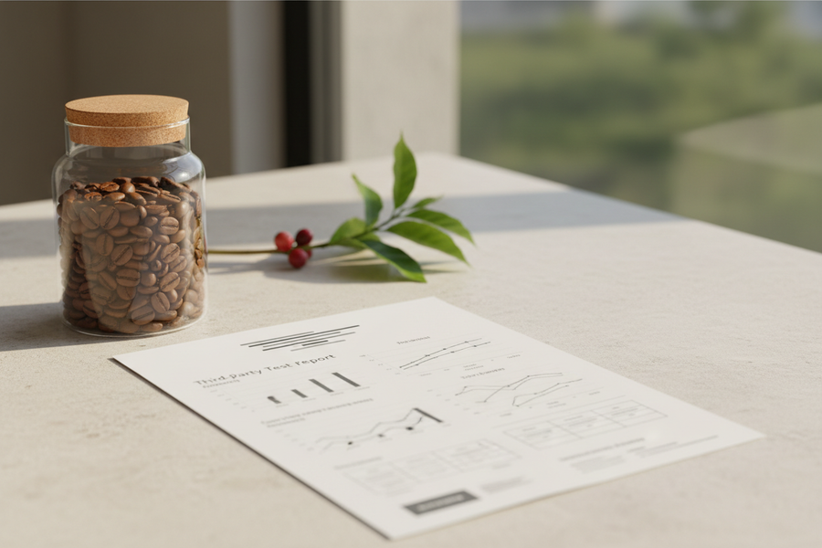 Coffee transparency and third-party testing visual