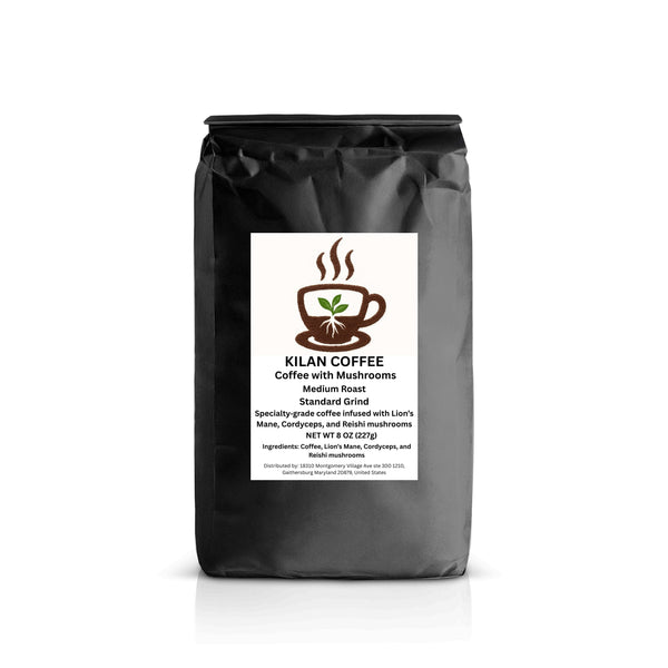 Kilan Coffee bag with a label on a white background