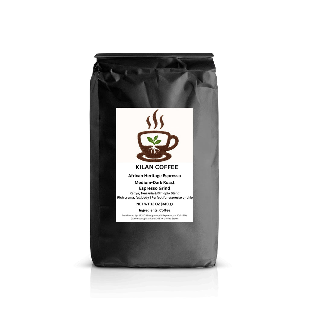 Kilan Coffee bag with a label on a white background